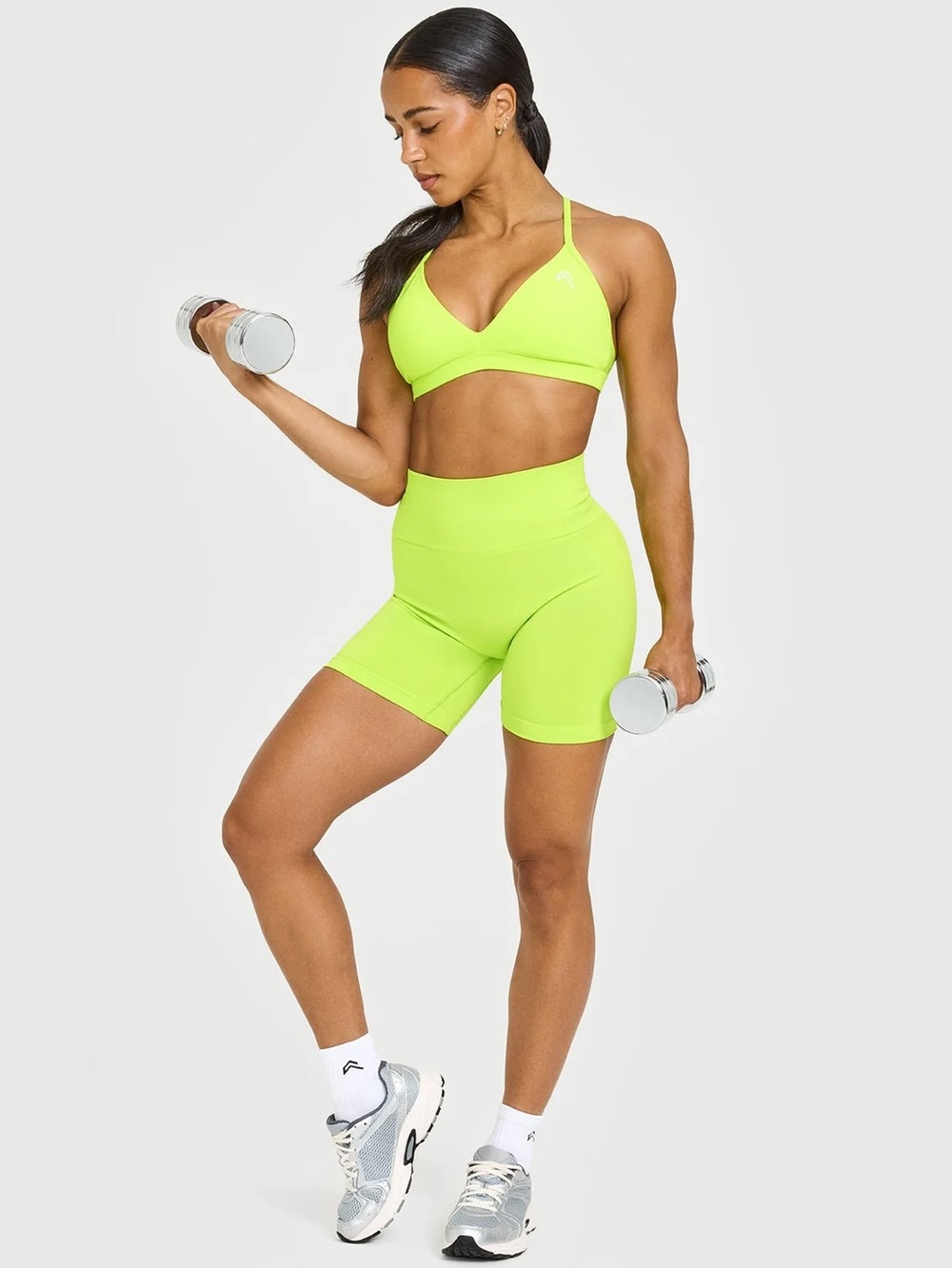 ONER ACTIVE EASYLIFT™ BRALETTE & EFFORTLESSLIFT™ SHORT SET IN CHARGED LIME GREEN